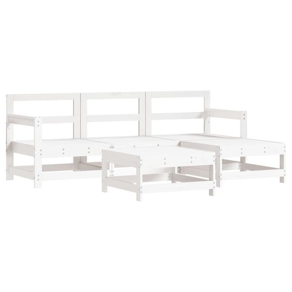 vidaXL Salon de jardin 5 pcs blanc bois massif de pin