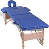 vidaXL Table pliable de massage Bleu 3 zones avec cadre en bois