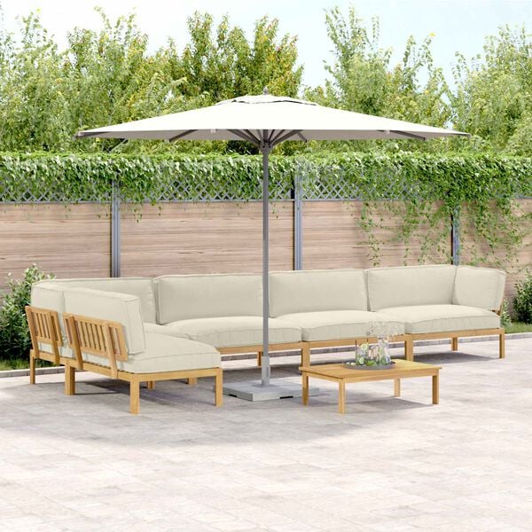 vidaXL Ensemble de Canap&eacute;s Uni 6 pcs Cr&egrave;me Bois d'Acacia Massif