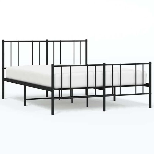 vidaXL Cadre de lit m&eacute;tal sans matelas avec pied de lit noir 150x200cm