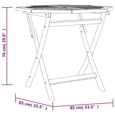 vidaXL Table pliable de jardin 85x85x76 cm Bois de teck solide