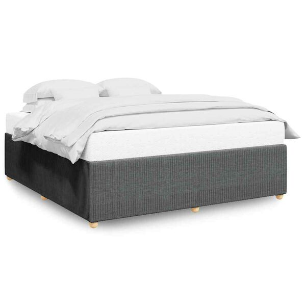 vidaXL Cadre de lit sans matelas gris foncé tissu