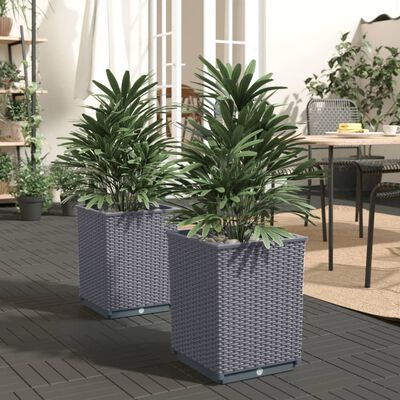 vidaXL Jardinières 2 pcs gris foncé 30x30x37 cm polypropylène