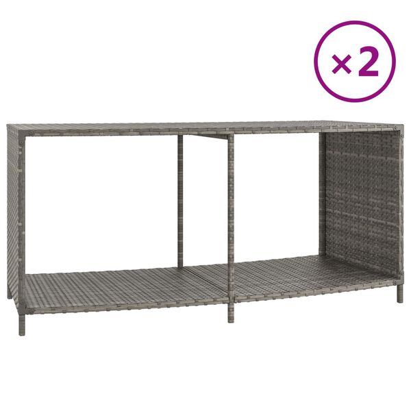vidaXL &Eacute;tag&egrave;res de rangement 2 pcs gris r&eacute;sine tress&eacute;e