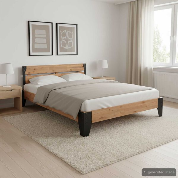 vidaXL Cadre de lit sans matelas bois d'acacia massif acier 152x203 cm