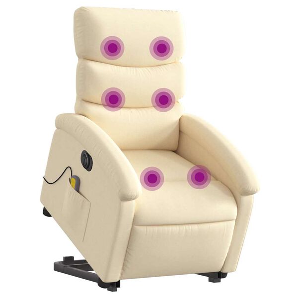 vidaXL Fauteuil inclinable de massage &eacute;lectrique cr&egrave;me tissu