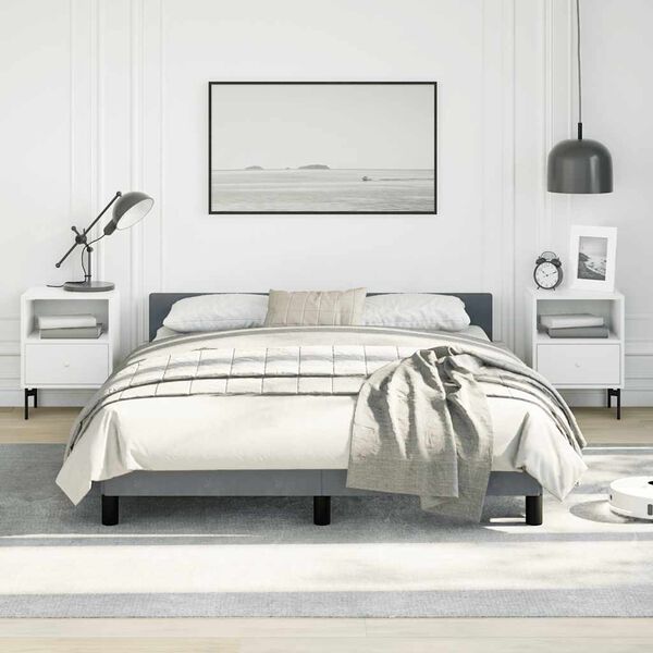 vidaXL Cadre de lit sans matelas gris fonc&eacute; velours