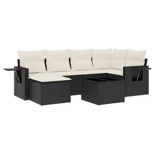 vidaXL Salon de jardin 7 pcs avec coussins noir r&eacute;sine tress&eacute;e
