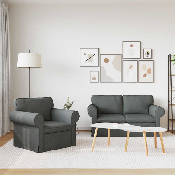 vidaXL Ensemble de Canap&eacute;s 2 pcs Gris fonc&eacute; 155 x 82 x 80 cm tissu