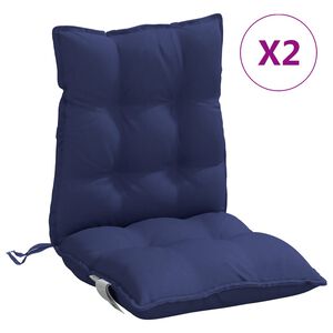 vidaXL Coussins de chaise &agrave; dossier bas lot de 2 bleu marine