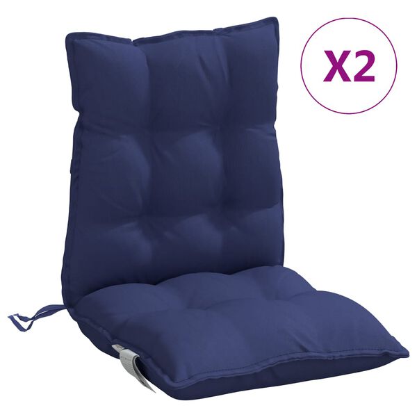 vidaXL Coussins de chaise &agrave; dossier bas lot de 2 bleu marine