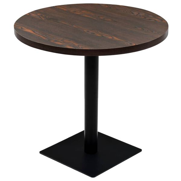 vidaXL Table de bistro MDF et acier Rond 80 x 75 cm Fr&ecirc;ne fonc&eacute;