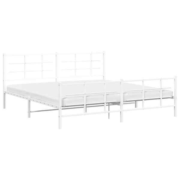 vidaXL Cadre de lit métal sans matelas et pied de lit blanc 193x203 cm