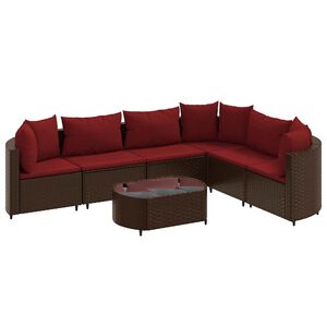 vidaXL Salon de jardin avec coussins 7 pcs marron r&eacute;sine tress&eacute;e