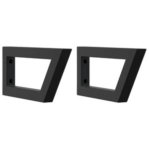 vidaXL Supports d'&eacute;tag&egrave;res pour lavabo 2 pcs noir trap&egrave;ze acier
