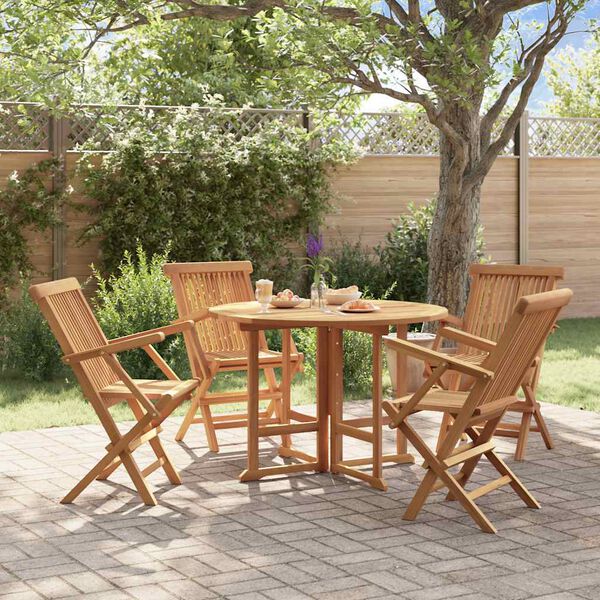 vidaXL Ensemble à dîner d'extérieur pliable 5 pcs Bois solide de teck