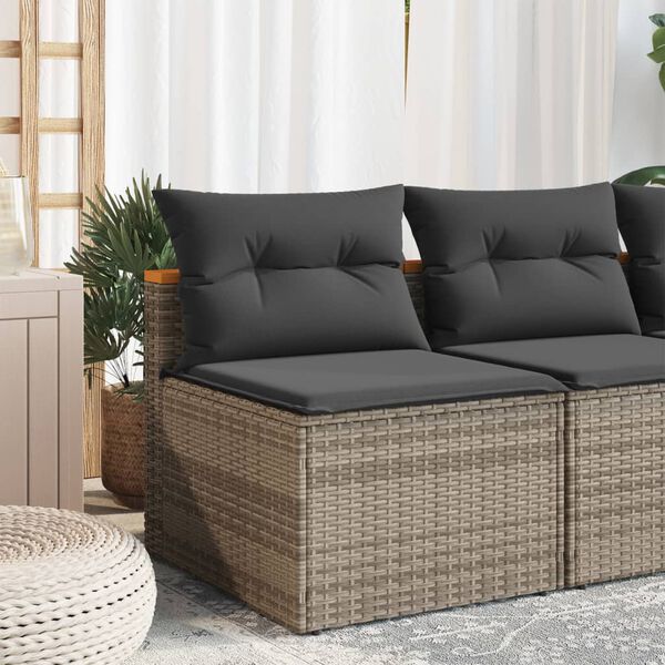 vidaXL Canap&eacute;s de jardin sans accoudoirs avec coussins 2 pcs gris