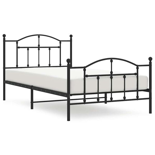 vidaXL Cadre de lit m&eacute;tal sans matelas et pied de lit noir 100x200 cm