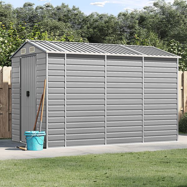 vidaXL Abri de jardin gris clair 191 x 300 x 198 cm en acier galvanis&eacute;