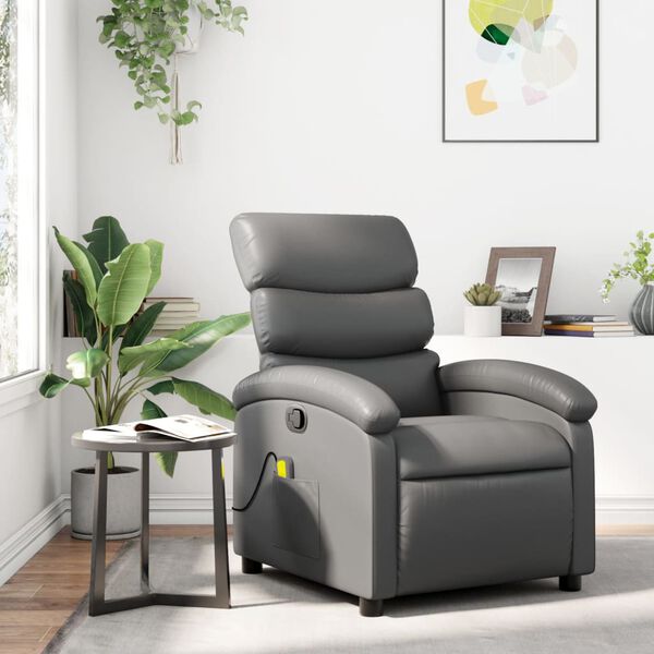 vidaXL Fauteuil de massage inclinable gris similicuir