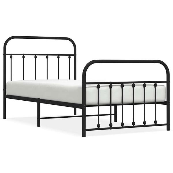 vidaXL Cadre de lit métal sans matelas avec pied de lit noir 100x190cm