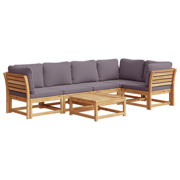 vidaXL Salon de jardin 6 pcs avec coussins bois d'acacia solide