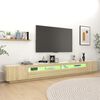 vidaXL Meuble TV avec lumi&egrave;res LED Ch&ecirc;ne sonoma 300x35x40 cm