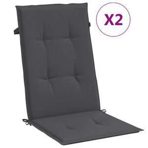 vidaXL Coussins de chaise &agrave; dossier haut lot de 2 anthracite m&eacute;lang&eacute;