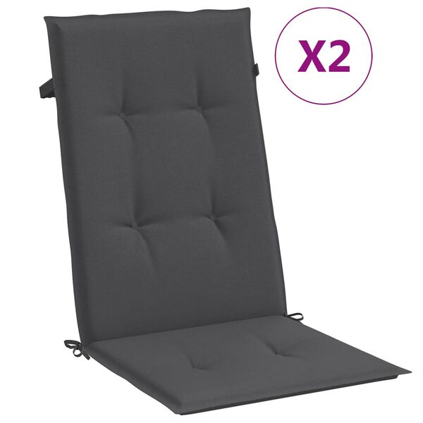 vidaXL Coussins de chaise &agrave; dossier haut lot de 2 anthracite m&eacute;lang&eacute;