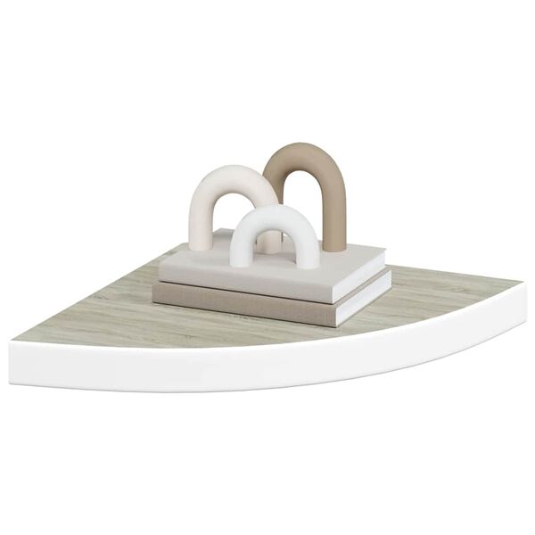 vidaXL &Eacute;tag&egrave;re d'angle murale Ch&ecirc;ne et blanc 35x35x3,8 cm MDF