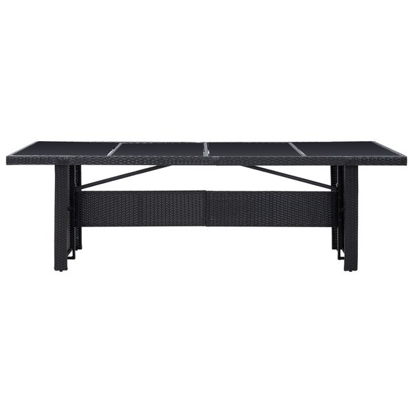 vidaXL Table de jardin Noir 240x90x74 cm R&eacute;sine tress&eacute;e et verre