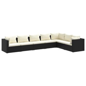 vidaXL Salon de jardin 7 pcs avec coussins R&eacute;sine tress&eacute;e Noir