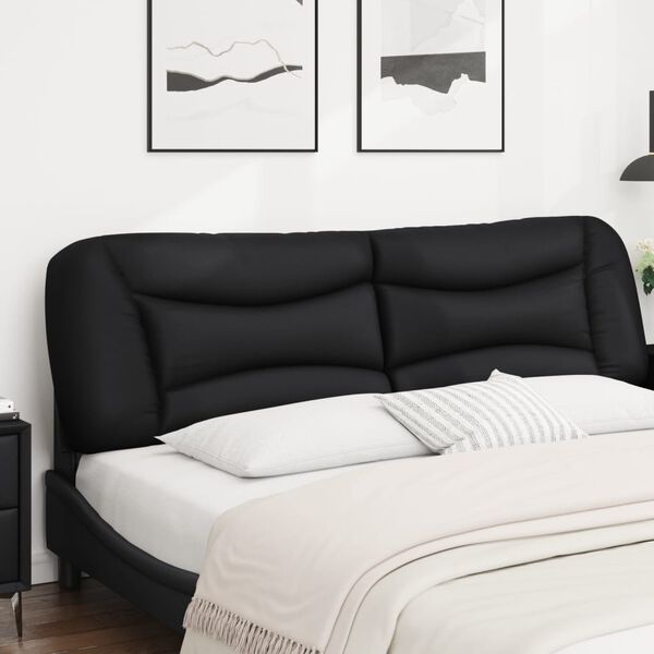 vidaXL Coussin de t&ecirc;te de lit Hvar noir 183 cm similicuir