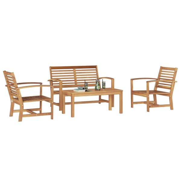vidaXL Ensemble de canap&eacute; de jardin 4 pcs Naturel Bois de teck massif