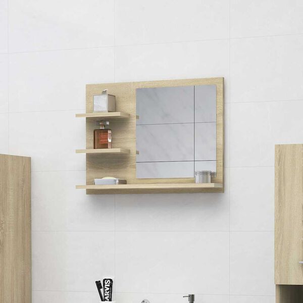 vidaXL Miroir de salle de bain ch&ecirc;ne sonoma bois d&rsquo;ing&eacute;nierie