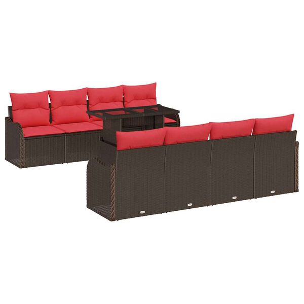 vidaXL Ensemble de canapé de jardin 7 pcs Marron polyrotin