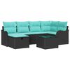 vidaXL Ensemble de canap&eacute; de jardin 7 pcs Noir et turquoise polyrotin