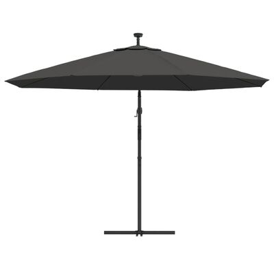 vidaXL Parasol de jardin en porte-à-faux et lumières LED mât en métal