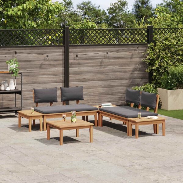 vidaXL Ensemble de canap&eacute; de jardin 3 pcs Marron et gris