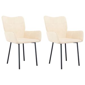 vidaXL Chaises à manger lot de 2 Crème Velours