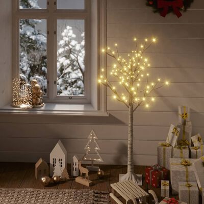 vidaXL Sapin de Noël 128 LED blanc chaud Saule 1,2 m Int/Ext