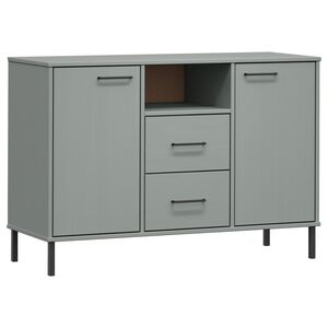 vidaXL Buffet avec pieds en m&eacute;tal Gris 113x40x77 cm Bois massif OSLO