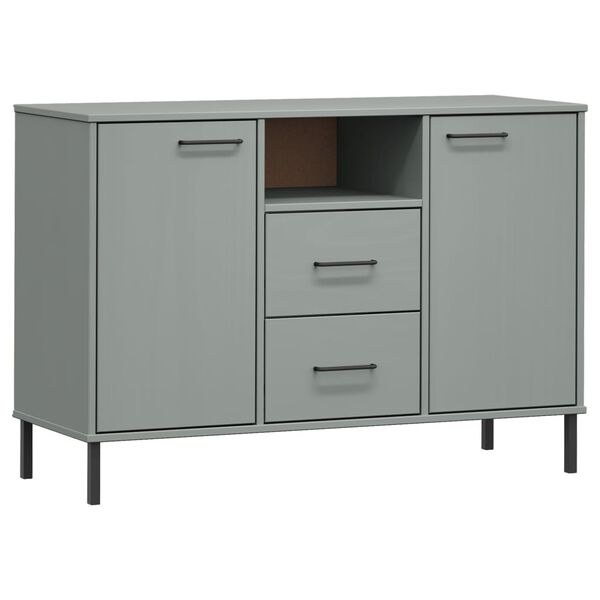 vidaXL Buffet avec pieds en m&eacute;tal Gris 113x40x77 cm Bois massif OSLO