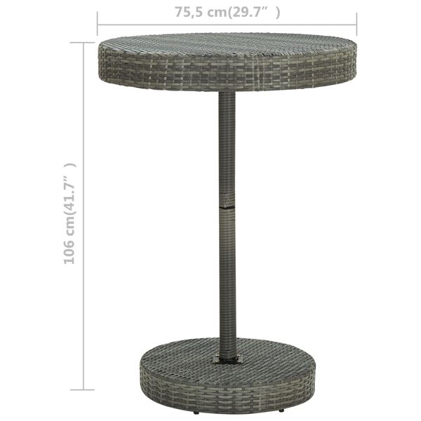 vidaXL Table de jardin Gris 75,5x106 cm R&eacute;sine tress&eacute;e