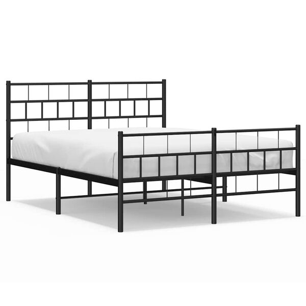 vidaXL Cadre de lit m&eacute;tal sans matelas avec pied de lit noir 135x190cm