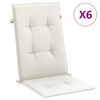 vidaXL Coussins de chaise &agrave; dossier haut lot de 6 cr&egrave;me m&eacute;lang&eacute; tissu
