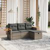 vidaXL Salon de jardin 4 pcs avec coussins gris résine tressée