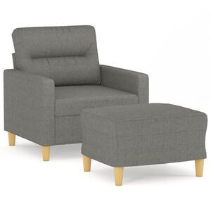 vidaXL Fauteuil avec repose-pied Gris fonc&eacute; 60 cm Tissu