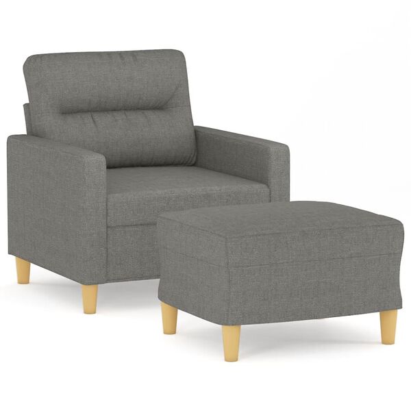 vidaXL Fauteuil avec repose-pied Gris fonc&eacute; 60 cm Tissu