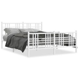 vidaXL Cadre de lit m&eacute;tal sans matelas et pied de lit blanc 150x200 cm